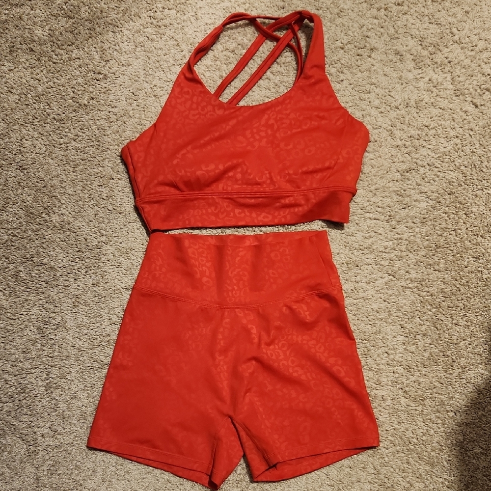 BuffBunny Red Sports Bra and Shorts Set